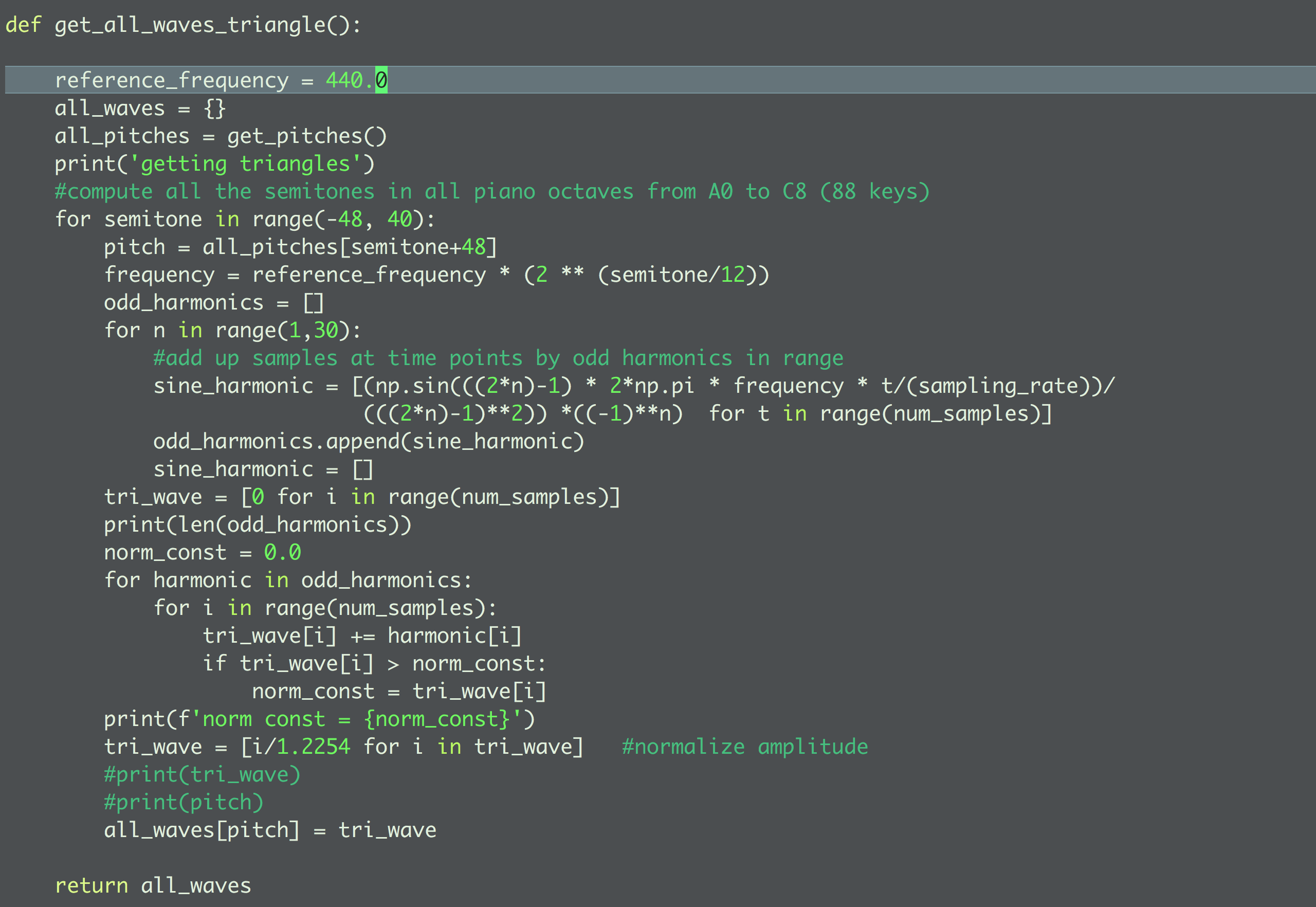 code generating triangle waves
